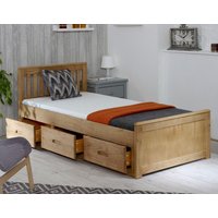 Mission - Single - Storage Bed - Drawers - Waxed Pine - Wooden - 3ft - Happy Beds