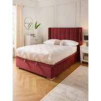 Very Home New Dakota Velvet Lift Up Ottoman Bed With Mattress Options (Buy &Amp; Save!) - Burgundy - Bed Frame With Microquilt Mattress