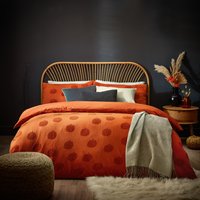 furn. Pumpkin Tufted 100% Cotton Duvet Cover Set - Orange - Size King