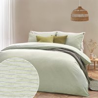 Yard Heaton Stripe 100% Cotton Duvet Cover Set - Khaki - Size Super King