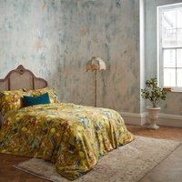 EW by Edinburgh Weavers Morton Floral Premium Cotton Sateen Duvet Cover Set - Yellow - Size Double