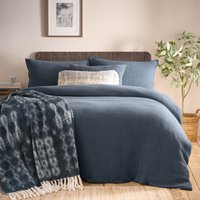 Yard Ribble Acid Washed Duvet Cover Set - Navy Cotton - Size Super King