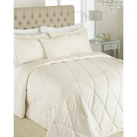 Riva Home New Diamante Bedspread Set Cre - Cream - Size 220 cm x 240 cm