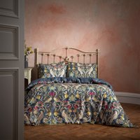 EW by Edinburgh Weavers Liberty Floral Birds Luxury Cotton Duvet Cover Set - Navy - Size Super King