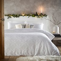 furn. Snowflake Tufted 100% Cotton Duvet Cover Set - White - Size King