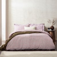 Yard Barton Check 100% Cotton Duvet Cover Set - Berry - Size Super King