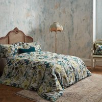 EW by Edinburgh Weavers Morton Floral Premium Cotton Sateen Duvet Cover Set - Teal - Size Double