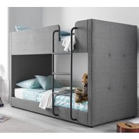 Saturn - Single - Kids Bunk Bed - Grey - Fabric - 3ft - Happy Beds