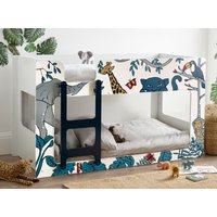 Safari - Single - Wooden Bunk Bed with Animal Graphics - White - Wooden - 3ft - Happy Beds
