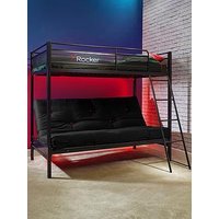 X Rocker Stronghold High Sleeper Bed With Double Futon Cushion And Mattress Option (Buy &Amp; Save!) - Bed Frame Only